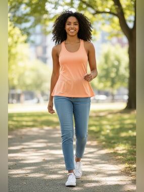 Nike Dri-FIT Racerback Workout Tank Top Orange XS